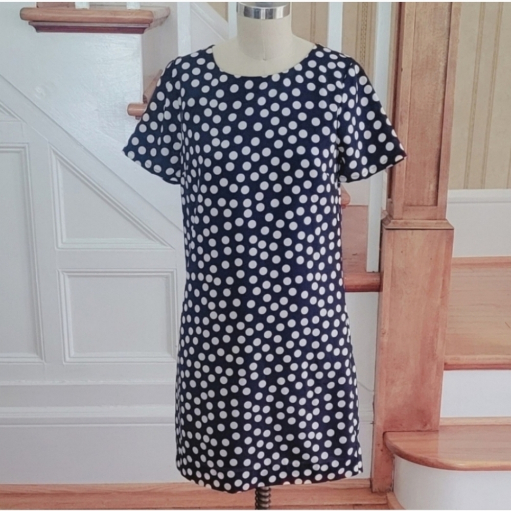 J. CREW Factory Polka Dot Blue Dress Size 0